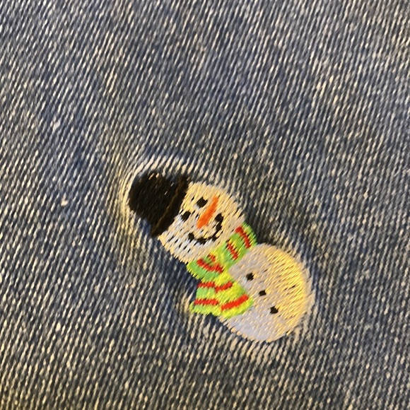Quacker Factory MOM snowman jeans size 10 Runs small - Picture 3 of 8